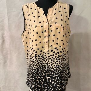 Ann Taylor Sleeveless Top with Cream and Black Floral Design Size L